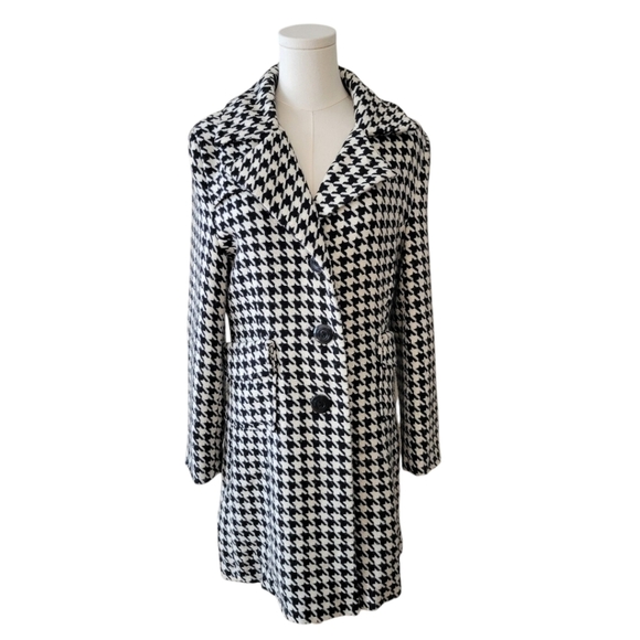 Body Central Black & White Houndstooth Coat Size Medium - Picture 1 of 4